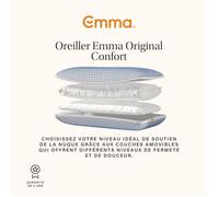EMMA Oreiller Emma Original Confort Elite 40x70 cm + Soutien Souple et Moelleux + AirGrid® Ultra Respirant