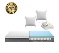 EMMA | Pack Hybride 200x200 | Matelas Mémoire de Forme + Ressorts | 2 Oreillers Emma Original Confort
