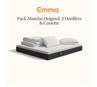 EMMA | Pack Matelas Emma Original+ 200x200 + 2 Oreillers Emma Original Confort + Couette Été Emma | Mémoire de Forme + Ressorts