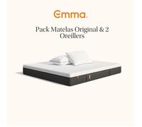 EMMA | Pack Matelas Emma Original+ 200x200 + 2 Oreillers Emma Original Confort | Mémoire de Forme + Ressorts | Housse Respirante