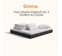 EMMA | Pack Matelas Emma Original Lite+ 140x190 + 2 Oreillers Emma Original Confort + Couette Été Emma | Ressorts +Mémoire de Forme