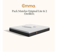 EMMA | Pack Matelas Emma Original Lite 140x190 cm + 2 Oreillers Emma Original Adapt | Ressorts + Mousse à Mémoire de Forme