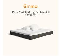 EMMA Pack Matelas Emma Original Lite+ 140x200 + 2 Oreillers Emma Original Confort Ressorts + Mémoire de Forme Housse Plus Respirante