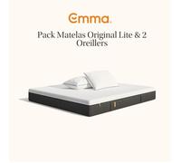 EMMA | Pack Matelas Emma Original Lite+ 160x200 + 2 Oreillers Emma Original Confort Elite 70x40 | Ressorts + Mémoire de Forme