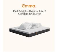 EMMA Pack Matelas Emma Original Lite+ 160x200 + 2 Oreillers Emma Original Confort Elite + Couette Été Emma Ressorts + Mémoire de Forme Housse P
