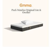 EMMA Pack Matelas Emma Original Lite+ 90x190 + Oreiller Emma Original Confort Elite 70x40 Ressorts + Mémoire de Forme Housse Plus Respirante