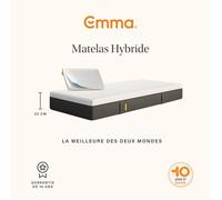 EMMA Pack Matelas Hybride 90x190 cm + Oreiller + MEILLEUR CHOIX Emma + Mémoire de forme+Ressorts + Dos Apaisé