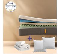 EMMA | Pack Original 200x200 | Matelas Mémoire | Confort N°1 France | Oreillers + Couette Nuage