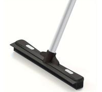 emmama Balai en caoutchouc pour l’entretien des animaux avec raclette intégrée, balai 2-en-1 pour sols et tapis, manche réglable de 61 pouces, pour le nettoyage des tapis, des salles de bains et des p