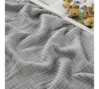 EMME Couverture en Mousseline pour Adultes, 100% Coton, 150 x 200 cm, couvertures de canapé Respirantes et Douces pour Toutes Les Saisons, couvertures de canapé prélavées, Couvre-Lits en Coton, Gris