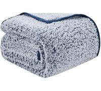 EMME Couverture Sherpa Douillette Moelleux 230 x 230cm Bleu Marine Épais et Élégant, Couverture de Canapé Double Face Extra Doux, Chaud Confortable Réversible Moelleuse