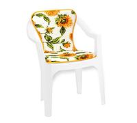 emmevi Coussin de Chaise Souple Tournesols pour intérieur et extérieur Bar Dehor modèle VIOLINO 34A Blanc
