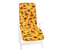 EmmeVi Coussin pour Chaise Longue ou Fauteuil Relax, Housse Universelle Pliable Motif Tournesols, Tissu en Coton, Modèle Cairo, Dis.34G JAUNE