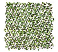 emmevi - Haie artificielle avec treillis en bois de saule naturel, extensible, modèle à feuilles de lierre, disponibles en 2 tailles