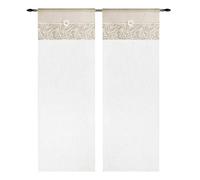 emmevi Paire de rideaux de fenêtre de porte intérieure, tissu shabby chic, modèle 1 lot de 60 x 240 cm, taupe