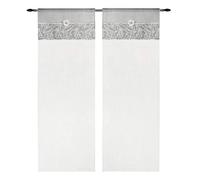 emmevi Paire de rideaux pour porte intérieure, tissu Shabby Chic, modèle Marguerite, 1 lot de 60 x 150 cm, gris