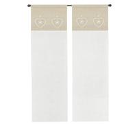 emmevi Rideau de fenêtre porte intérieure 2 pièces cœur shabby chic modèle rideau brodé 1 lot de 60 x 240 beige