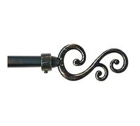 emmevi - Spirali - Tringle à rideaux extensible coulissante, fer vieilli, style shabby chic, tige à anneaux, 120 - 210 ou 160 - 300 cm 160-300 cm Nero-oro