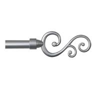emmevi - Spirali - Tringle à rideaux extensible coulissante, fer vieilli, style shabby chic, tige à anneaux, 120 - 210 ou 160 - 300 cm 120-210 cm gris