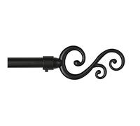 emmevi - Spirali - Tringle à rideaux extensible coulissante, fer vieilli, style shabby chic, tige à anneaux, 120 - 210 ou 160 - 300 cm 160-300 cm Noir