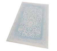 emmevi Tapis de salle de bain vintage, chambre ou descente de lit, en coton doux, absorbant, antidérapant, 80 x 120 cm, bleu clair