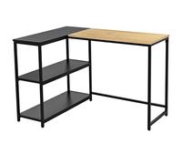 Emob Bureau d'angle Schmitt - 110x80x76cm - avec Rangement - décor chêne/Noir