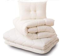 EMOOR Ensemble de Matelas Futon Japonais Classe 100 x 200 cm (Matelas, Couette et Oreiller) Fabriqué au Japon, Lit de Couchage au Sol Pliable en Coton Tatami Mat