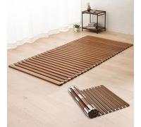 EMOOR Lit à Lattes en Rouleau Bois OSMOS 100 x 200 cm pour Matelas Futon Japonais Paulownia Naturel Marron, Tatami Sommeil au Sol