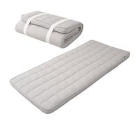 EMOOR Matelas Futon Rembourré Japonais Machi 90 x 202 cm Gris, Stockable Pliable avec Bandes Élastiques Soufflet Lit D'invité Sol Couchage Tatami