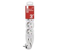 EMOS - Bloc multiprise 4 Prises 3 m - 4 Prises Schuko orientées à 45° - 250 V, 16 A, 3680 W - Isolation PVC de qualité supérieure - H05VV-F3G 1,5 mm² - Protection renforcée Contre Les Contacts - IP20