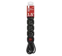 EMOS - Bloc multiprise 5 Prises 1,5 m - avec Interrupteur - 5 Prises Schuko orientées à 45° - 250 V, 16 A, 3680 W - Isolation PVC - H05VV-F3G 1,5 mm² - Protection renforcée Contre Les Contacts - IP20