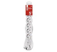 EMOS - Bloc multiprise 6 Prises 5 m - 6 Prises Schuko orientées à 45° - 250 V, 16 A, 3680 W - Isolation PVC de qualité supérieure - H05VV-F3G 1,5 mm² - Protection renforcée Contre Les Contacts - IP20