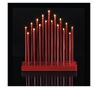 EMOS Bougeoir LED avec 17 Bougies, Rouge, à Piles 3 x AA, intérieur IP20, Fonction minuterie 6/18 h, 28,5 x 26,5 cm