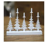 EMOS Bougeoir LED en métal avec 5 Bougies avec Motifs d'arbres, température de Couleur Blanc Chaud, Fonctionne avec 2 Piles AA, intérieur IP20, Fonction minuterie 6/18 h, durée de Vie de 10 000 h,