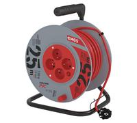 EMOS Câble de rallonge sur tambour 25 m / 4 prises / rouge / PVC / 230 V / 1 mm2, P194252