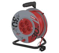 EMOS Câble de rallonge sur tambour 30 m / 4 prises / rouge / PVC / 230 V / 1 mm2, P19430
