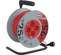 EMOS Câble de rallonge sur tambour 25 m / 4 prises / rouge / PVC / 230 V / 1 mm2, P194252