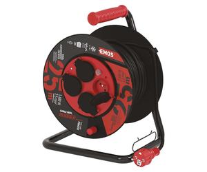 EMOS Câble d'extension pour l'extérieur sur bobine 25 m / 4 pcs. / noir / caoutchouc-néoprène / 230V / 2,5 mm2, P084253