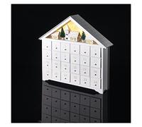 EMOS Calendrier de l'Avent lumineux en bois avec mini boîte et village d'hiver, 8 LED lumière blanche chaude, décoration de Noël, IP20 pour l'intérieur, durée de vie de 10 000 heures, minuterie 6/18