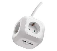 EMOS Cube/Cube/Bloc multiprise/multiprise avec 4 Prises et 2 Ports USB, câble de 1,9 m, Support Mural, Protection Enfant