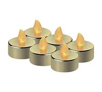 EMOS DCCV13 Lot de 6 bougies chauffe-plat LED dorées sans flamme avec effet vacillant Décoration pour sapin de Noël Toussaints IP20 Intérieur Batterie Blanc chaud