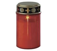 EMOS DCCV19 Bougie funéraire LED avec minuteur, étanche IP44, pour l'extérieur, lampe funéraire, bougie de cimetière, durée de vie de 10 000 heures, 7 x 12,5 cm, rouge