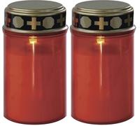 EMOS DCCV20 Bougie funéraire LED avec capteur crépusculaire étanche IP44 Durée de vie de 1500 heures Rouge 7 x 12,5 cm (Lot de 2)