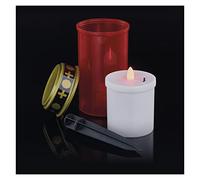 EMOS DCCV22 - Bougie funéraire LED - IP44 - Pour l'extérieur - Rouge - Fonctionne avec piles - Avec bâton - Durée de vie de 1500 heures - En plastique - 7 x 12,5 cm