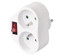 EMOS double prise avec interrupteur et protection enfant, 3680W, intérieur | prises françaises, 250 V 16 A, blanc