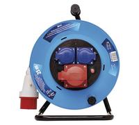 EMOS enrouleur 25 m, 1 CEE + 2 prises, extérieur, protection surchauffe | IP44, H07RN-F