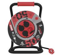 EMOS enrouleur acier 50 m, 4 prises, extérieur, protection surchauffe | IP44, H07RN-F