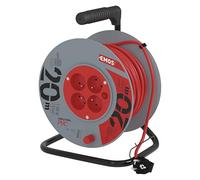 EMOS - Enrouleur de câble 20m - 4 Prises French - 230 V, 10 A, 2300 W - Isolation PVC de Haute qualité - H05VV-F3G 1,0 mm2 - Protection Contre la surchauffe, Frein de Bobine - IP20 pour l'intérieur