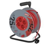EMOS Enrouleur de câble avec Interrupteur, 25 m avec 4 Prises Schuko 1,5 mm, Tambour intérieur e Protection IP 20, 3680 W