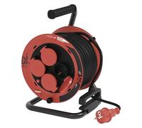 Enrouleur de câble EMOS 25 m, 4 prises, protégé contre les projections d'eau, résistant aux chocs, 230 V, 10 A, 2300 W, isolation en caoutchouc, H05RR-F3G 1,0 mm2, IP44 pour l'extérieur, P082251